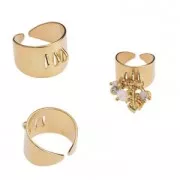 Adjustable brass ring with 3 rings to customize fine Gold plated x1