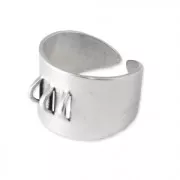 Adjustable brass ring with 3 rings to customize Fine Antique silver plating x1