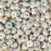 Czech Glass beads Micro Spacers 2x3 mm Silver Plated AB x50