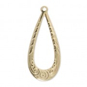 Thin drop pendant with flowers 24 mm - Gold-filled x1|raw }}