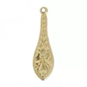 Thin drop pendant with flowers 21 mm - Gold-filled x1