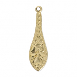 Thin drop pendant with flowers 21 mm - Gold-filled x1
