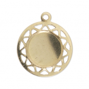 Medallion pendant 13 mm for 8 mm flat back cabochon - Gold-filled x1