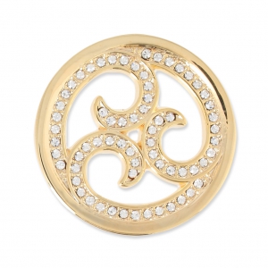 Metal cabochon 33 mm with rhinestones - Openwork - Gold Tone x1