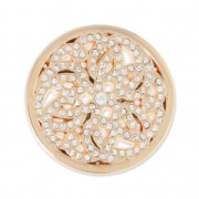 Metal cabochon 33 mm with rhinestones - Rosace - Gold Tone x1