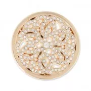 Metal cabochon 33 mm with rhinestones - Rosace - Gold Tone x1