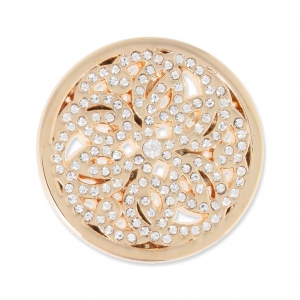 Metal cabochon 33 mm with rhinestones - Rosace - Gold Tone x1
