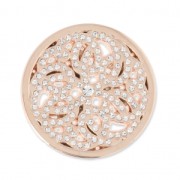 Metal cabochon 33 mm with rhinestones - Rosace - Rose Gold Tone x1