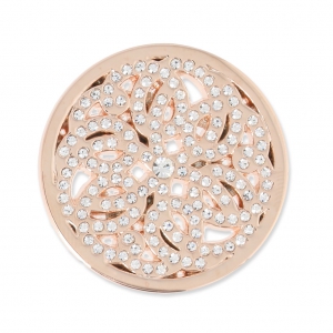 Metal cabochon 33 mm with rhinestones - Rosace - Rose Gold Tone x1