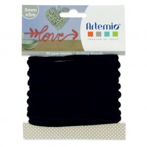 Knitting yarn for customization 5 mm - Black x5m