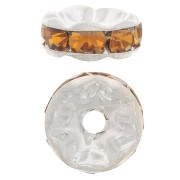 Rondelle Rhinestones 8mm Silver tone/Topaz x1|raw }}