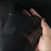 Organza fabric for Lunéville embroidery and clothes creation Black x10cm