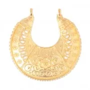 Pendant spacer 2 loops half-moon ethnic 38 mm fine Gold plated