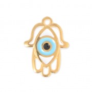 Metal charm Hamsa hand epoxy resin 20x16 mm