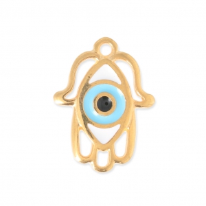 Metal charm Hamsa hand epoxy resin 20x16 mm