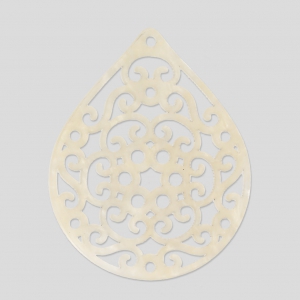 Openwork pearly drop spacer for earrings 49 mm Cream x1