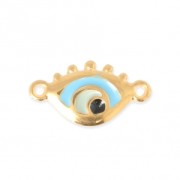 Lucky Eye spacer 2 loops 14 x 11 mm bleu/gold tone|raw }}