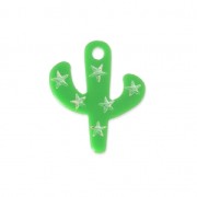 Tropcial cactus charm 19,5 mm - costume jewelry creation - Green|raw }}