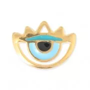 Charm lucky eye epoxy resin 20x15mm blue/gold x1