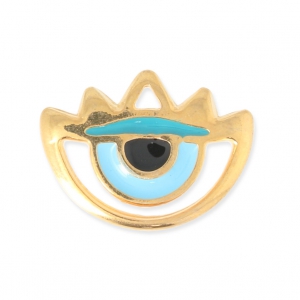 Charm lucky eye epoxy resin 20x15mm blue/gold x1
