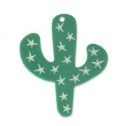 Tropical Cactus Pendant 59 mm - costume jewelry creation - Green
