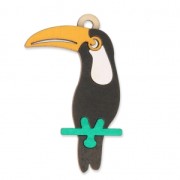 Toucan wooden pendant 70x38mm - for DIY costume jewelry creation x1|raw }}