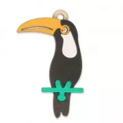 Toucan wooden pendant 70x38mm - for DIY costume jewelry creation x1