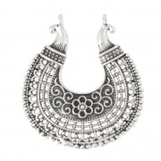 Pendant spacer 2 loops half-moon ethnic 36x37 mm Antique Silver Plating|raw }}