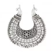 Pendant spacer 2 loops half-moon ethnic 36x37 mm Antique Silver Plating