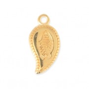 Leaf pendant with fish motif 9x15 mm fine Gold plated|raw }}