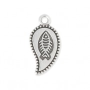 Leaf pendant with fish motif 9x15 mm Antique Silver Plating|raw }}