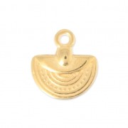 Metal charm ethnic half circle 12 mm fine Gold plated