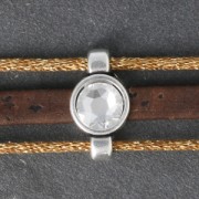 Slider bead for 5 mm lace and 2 mm cord - Antique Silver Plating