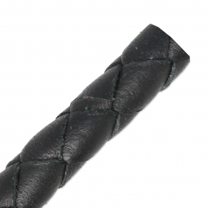 Braided leather cord 8mm Black x 50cm