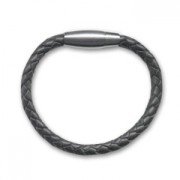 Braided leather cord 8mm Black x 50cm