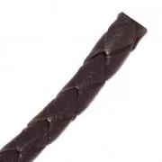 Braided leather cord 6mm Brown x 50cm