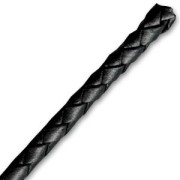 Braided leather cord 4 mm Black x 50 cm