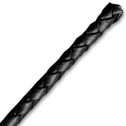 Braided leather cord 4 mm Black x 50 cm