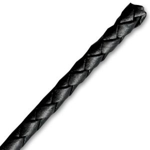 Braided leather cord 4 mm Black x 50 cm