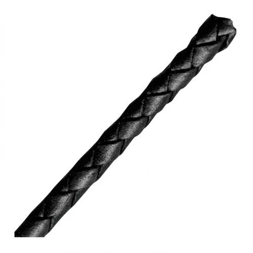 Braided leather cord 4 mm Black x 50 cm
