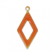 Epoxy resin and metal hollow rhombus shape charm 18 mm Terracotta x 8|raw }}