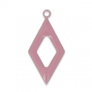 Epoxy resin and metal hollow rhombus shape charm 18 mm Pink x 8