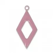 Epoxy resin and metal hollow rhombus shape charm 18 mm Pink x 8