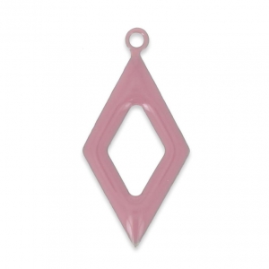 Epoxy resin and metal hollow rhombus shape charm 18 mm Pink x 8