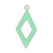 Epoxy resin and metal hollow rhombus shape charm 18 mm Mint x 8|raw }}