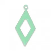 Epoxy resin and metal hollow rhombus shape charm 18 mm Mint x 8