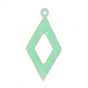 Epoxy resin and metal hollow rhombus shape charm 18 mm Mint x 8