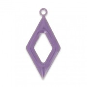 Epoxy resin and metal hollow rhombus shape charm 18 mm Mauve x 8|raw }}