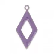 Epoxy resin and metal hollow rhombus shape charm 18 mm Mauve x 8