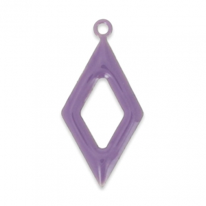 Epoxy resin and metal hollow rhombus shape charm 18 mm Mauve x 8